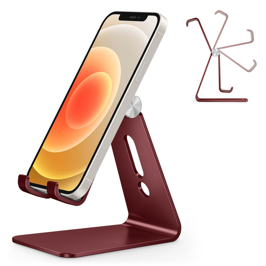 C2 Adjustable Cell Phone Stand with Charging Cutout, Cherry Red