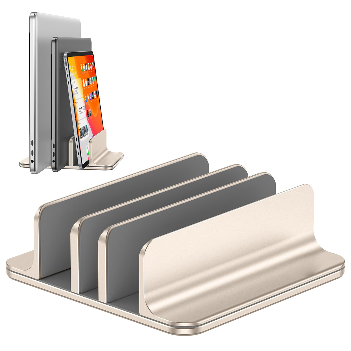 3-Slot Multiple Vertical Laptop Stand, Fits MacBook, Starlight