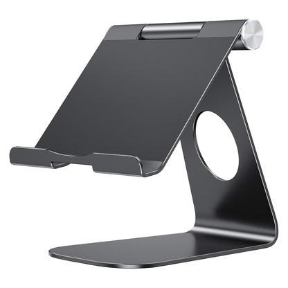 T1 Adjustable Tablet Stand for Desk, Aluminum Holder for iPad Black