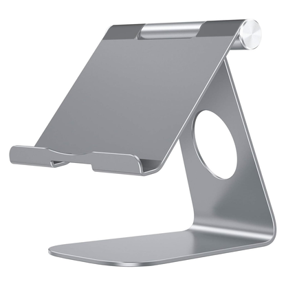 T1 Adjustable Tablet Stand for Desk, Aluminum Holder for iPad Grey