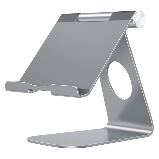 T1 Adjustable Tablet Stand for Desk, Aluminum Holder for iPad Grey