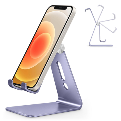 C2 Aluminum Desktop Cellphone Stand with Anti-Slip Base and Convenient Charging Port, Fits All Smart Phones, Haze Purple