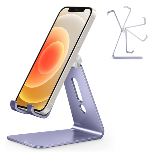 C2 Aluminum Desktop Cellphone Stand with Anti-Slip Base and Convenient Charging Port, Fits All Smart Phones, Haze Purple
