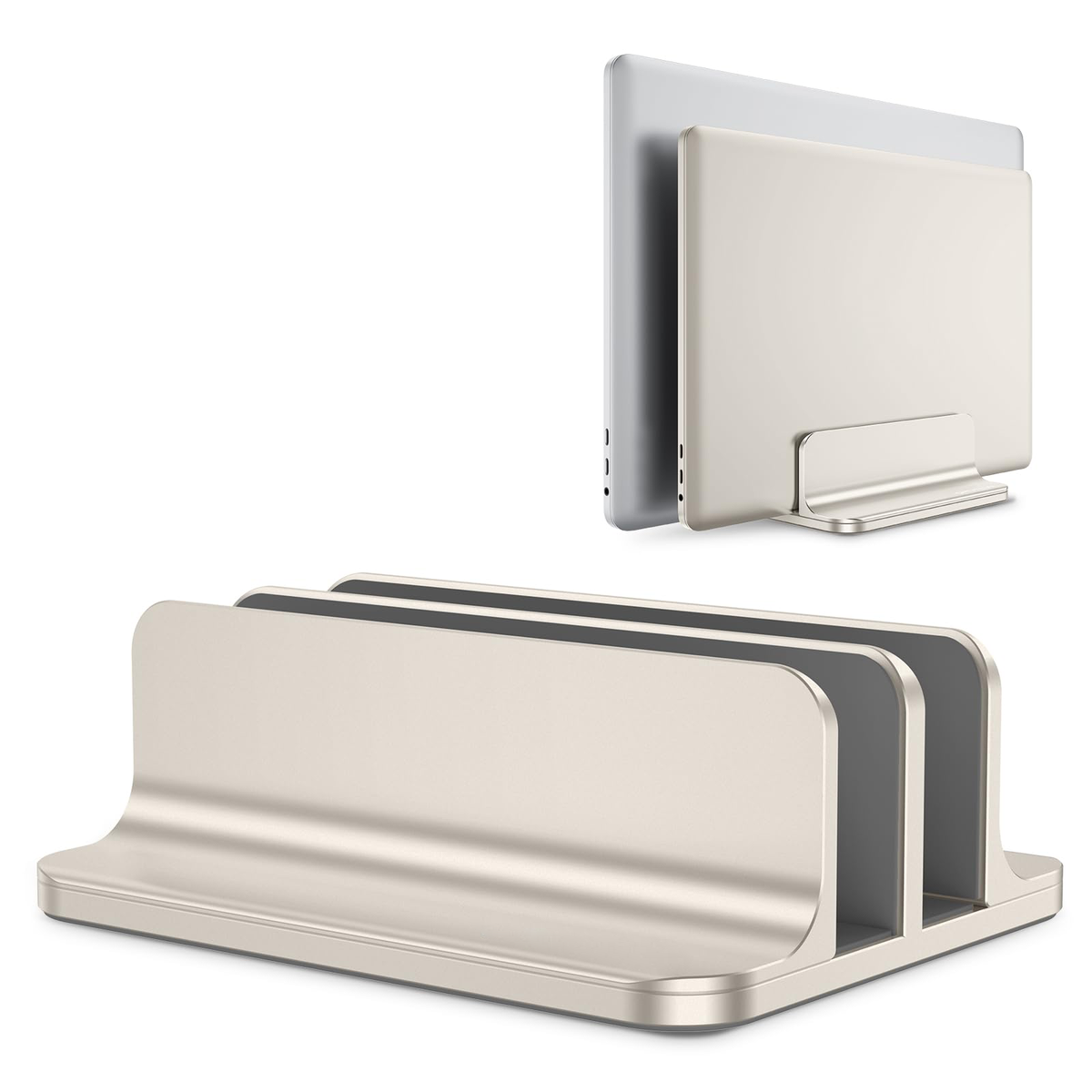 Dual Vertical Desk Laptop Stand Holder, Fits MacBook Air, Starlight