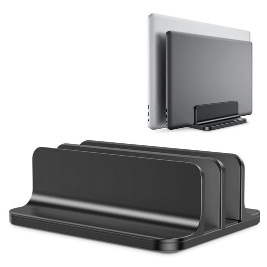 Dual Vertical Desk Laptop Stand Holder, Fits MacBook Air/Pro, Black