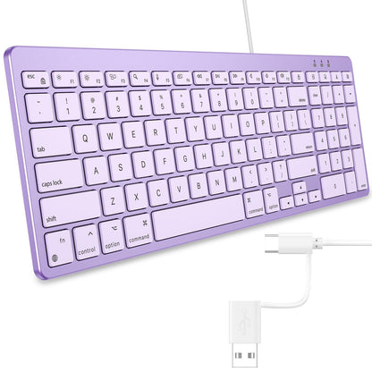 USB-A & Type-C Dual Interface Wired Keyboard for Mac, Numeric Keypad