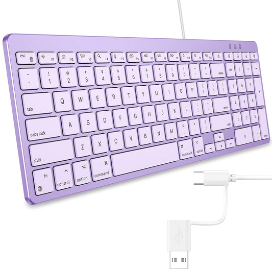 USB-A & Type-C Dual Interface Wired Keyboard for Mac, Numeric Keypad
