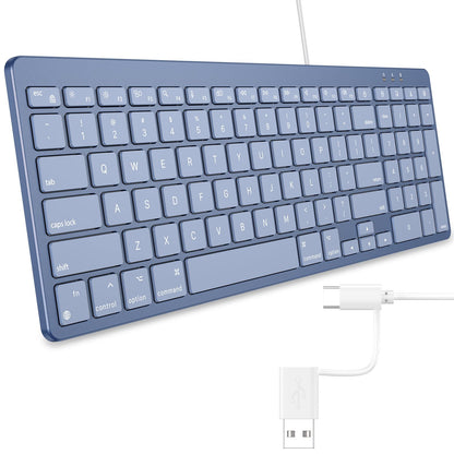 USB-A & Type-C Dual Interface Wired Keyboard for Mac,Numeric Keypad