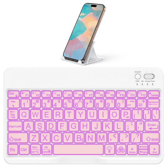 Large Print Bluetooth Keyboard for iPad & Tablets, Backlit, Pink
