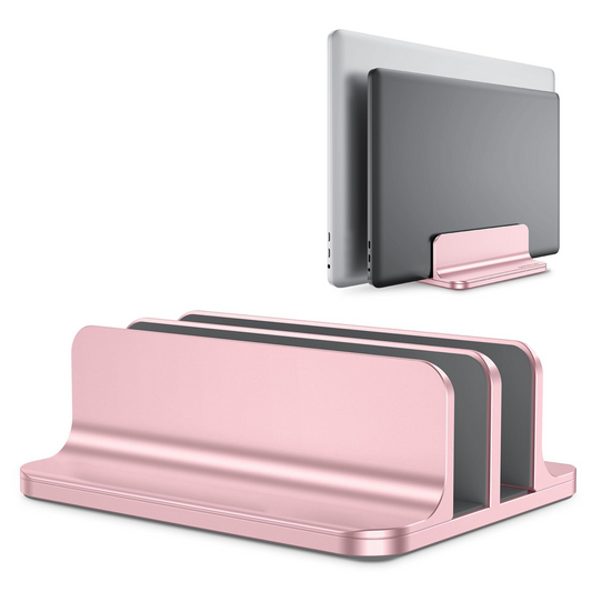 Dual Vertical Desk Laptop Stand Holder, Fits MacBook Air, Rose Gold