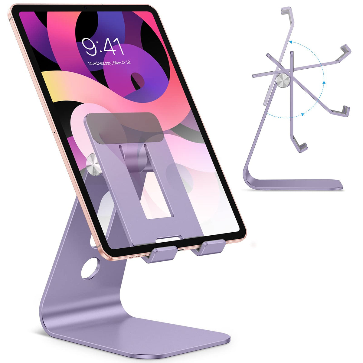 T2 Tablet Stand for Desk, Aluminum Holder for iPad Pro/Air,Purple