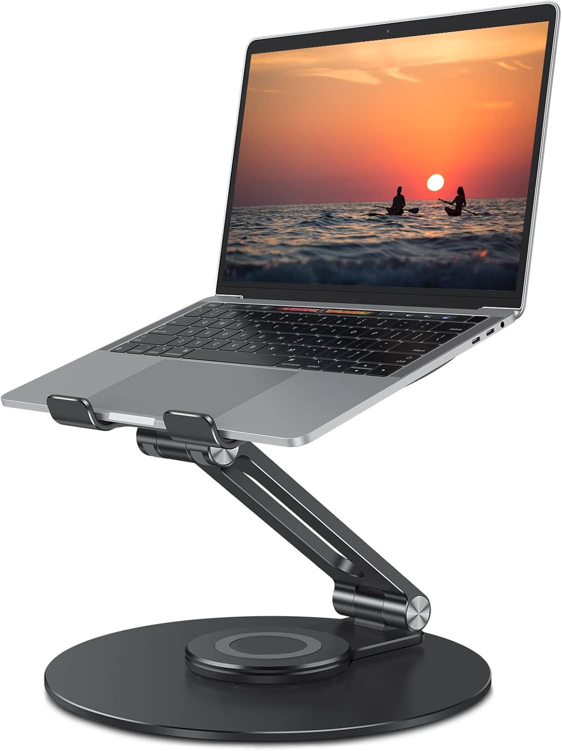 Adjustable Laptop Stand for Desk 360° Rotating Base up to 17" Black