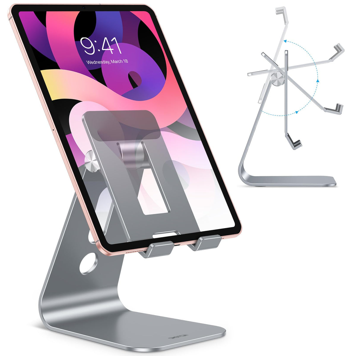 T2 Tablet Stand for Desk, Aluminum Holder for iPad Pro/Air,Grey