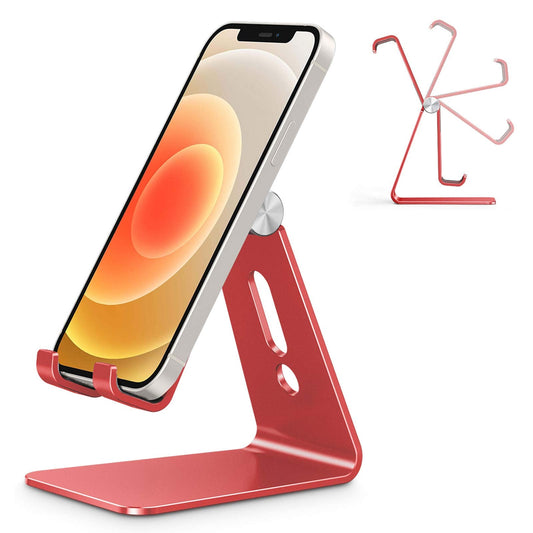 C2 Adjustable Aluminum Cell Phone Stand with Charging Cutout, Red