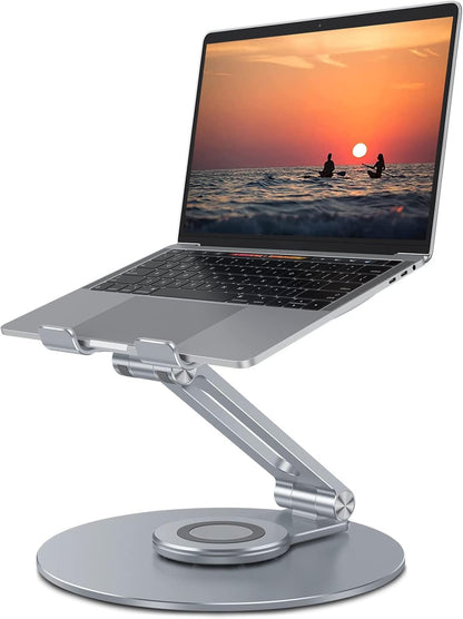 Adjustable Laptop Stand for Desk 360° Rotating Base 17" Cool Grey