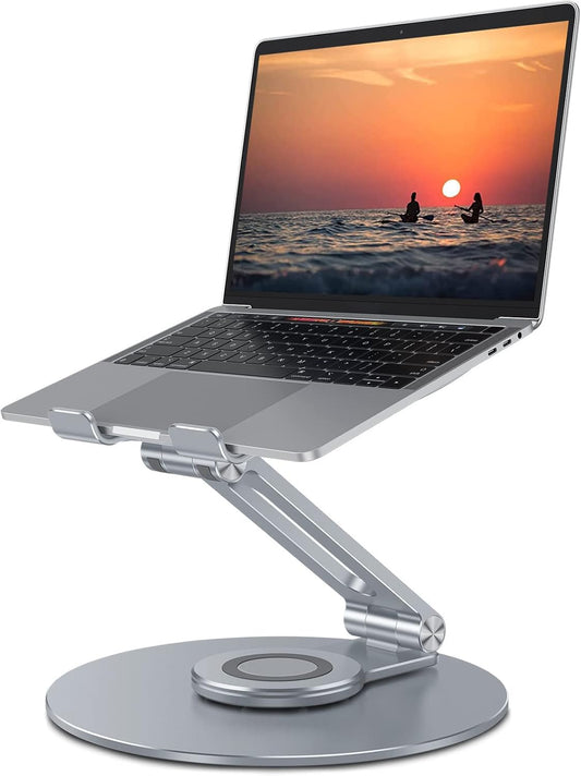 Adjustable Laptop Stand for Desk 360° Rotating Base 17" Cool Grey