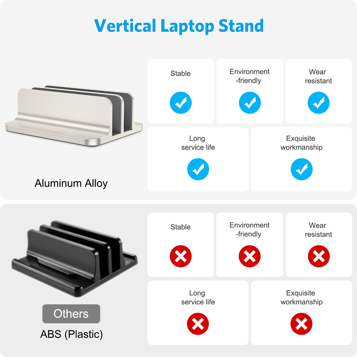 Dual Vertical Desk Laptop Stand Holder, Fits MacBook Air, Starlight