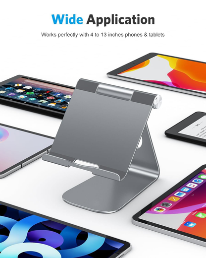 T1 Adjustable Tablet Stand for Desk, Aluminum Holder for iPad Grey