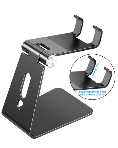 C2 Adjustable Aluminum Cell Phone Stand with Charging Cutout, Black