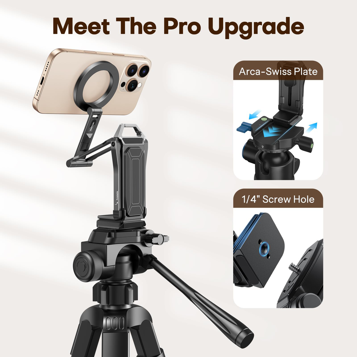 TP02 360°Rotating for MagSafe Tripod, Upgrade with 1/4" Screw, Arca