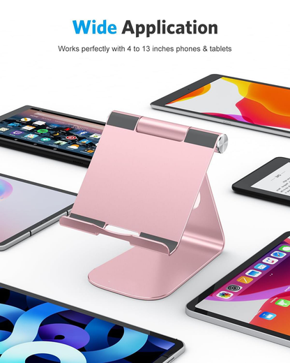 T1 Adjustable Tablet Stand for Desk, Aluminum Holder Rose Gold