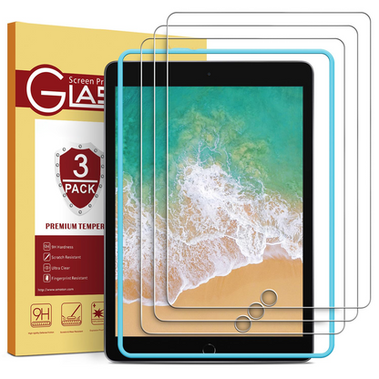 3 Pack Screen Protector for iPad 6th 5th Generation, Tempered Glass Screen Protector Compatible with Apple iPad Pro 9.7 / iPad Air 2 / iPad Air 9.7 Inch with Alignment Frame, Case Friendly