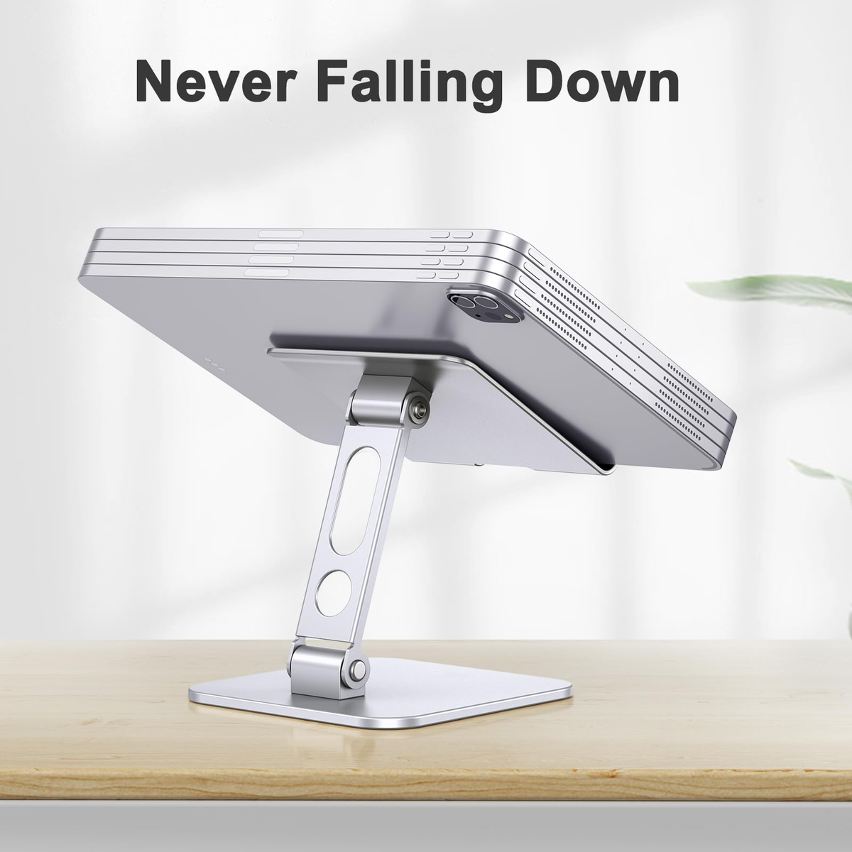 T5 Foldable Tablet Stand, Heavy Adjustable Holder for iPad, Silver