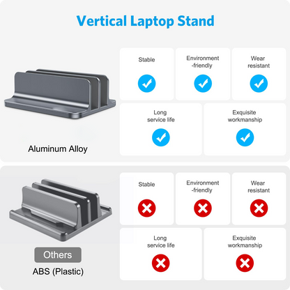 Dual Vertical Desk Laptop Stand Holder, Fits MacBook Air/Pro, Grey