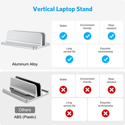 Vertical Laptop Stand Holder, Adjustable Dock for MacBook, Silver