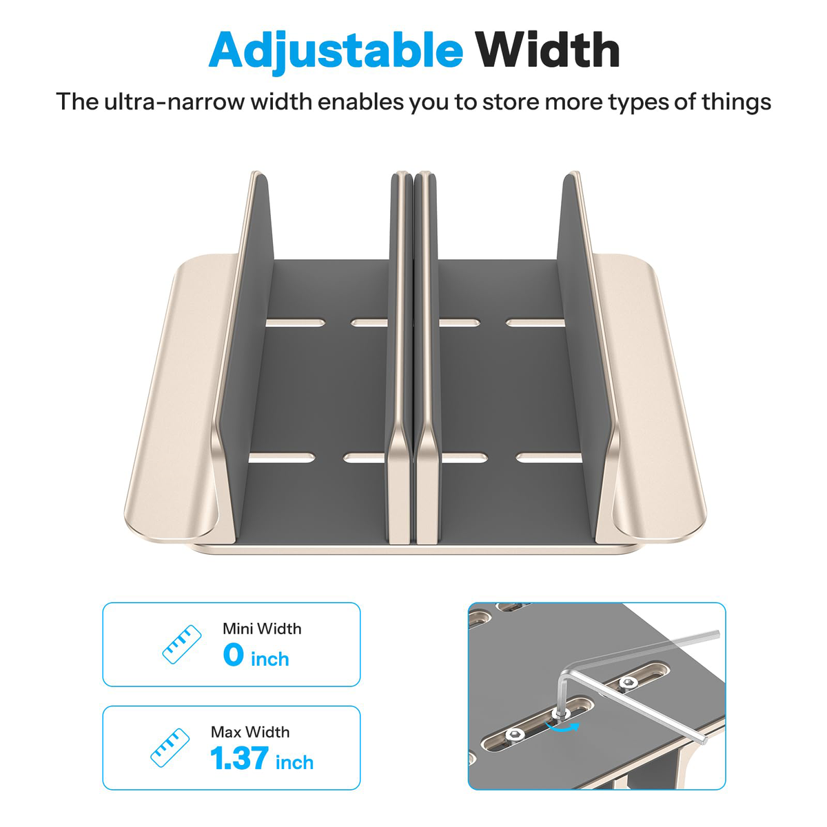 3-Slot Multiple Vertical Laptop Stand, Fits MacBook, Starlight