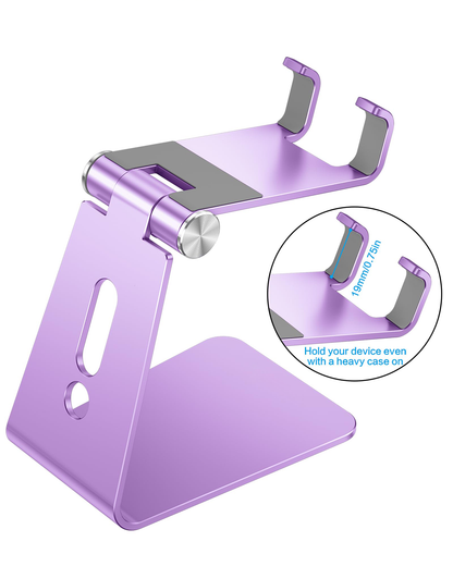 C2 Adjustable Aluminum Cell Phone Stand with Charging Cutout, Purple