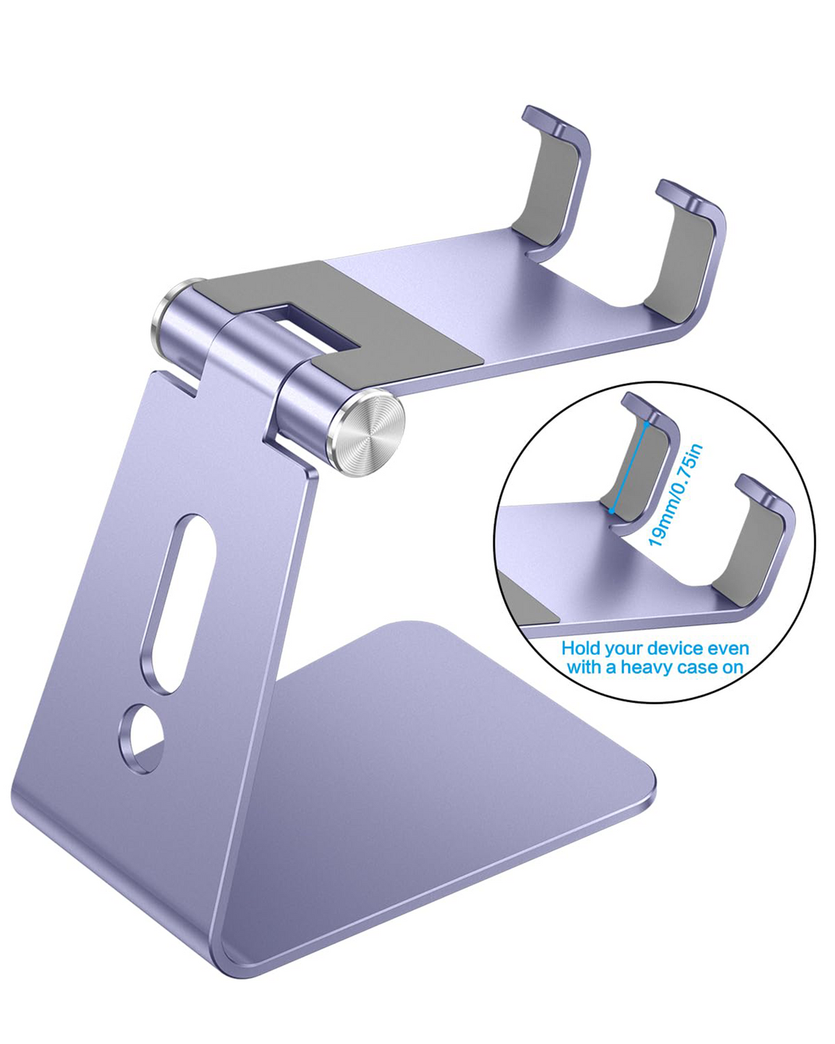 C2 Aluminum Desktop Cellphone Stand with Anti-Slip Base and Convenient Charging Port, Fits All Smart Phones, Haze Purple