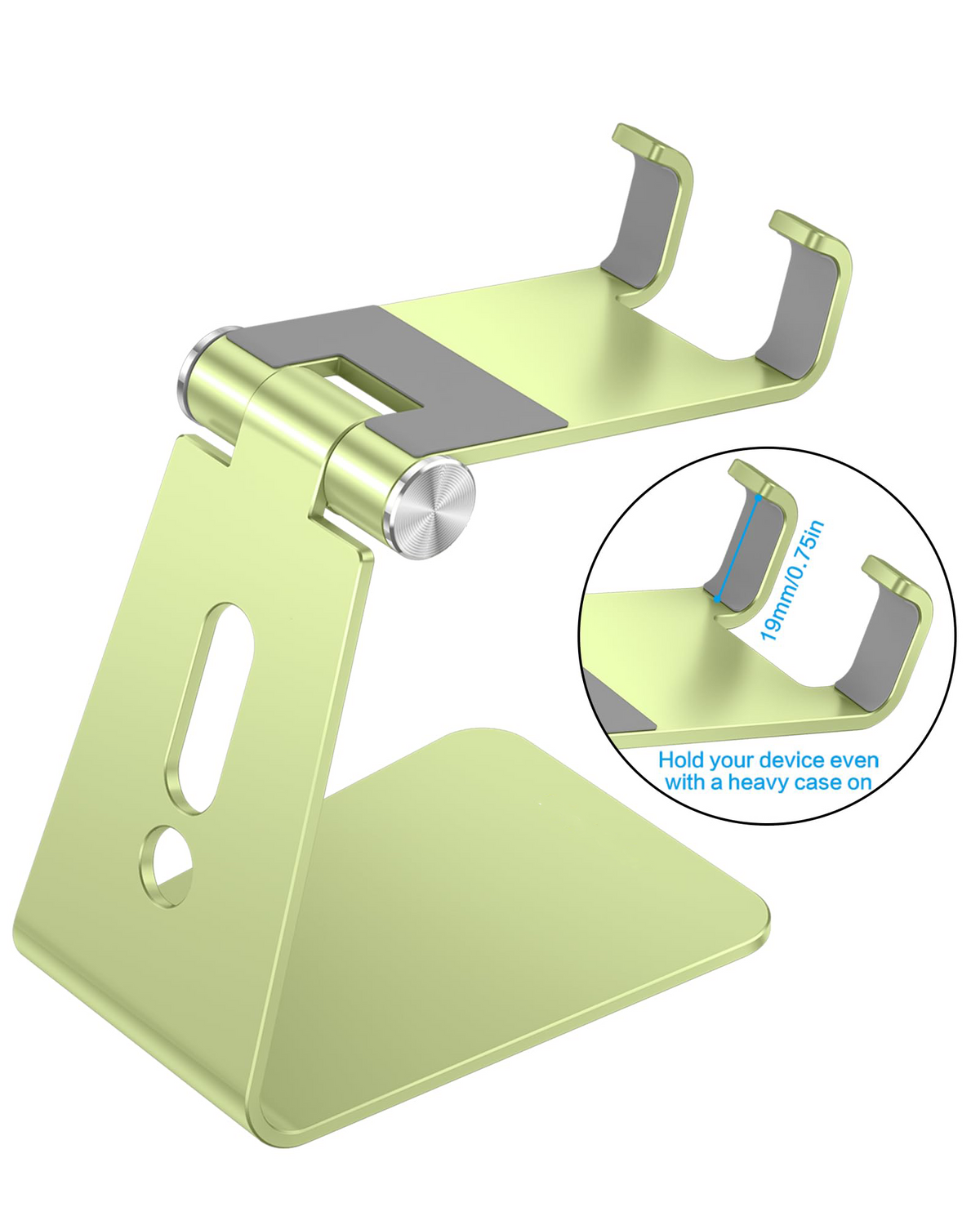 C2 Adjustable Aluminum Cell Phone Stand with Charging Cutout, Green