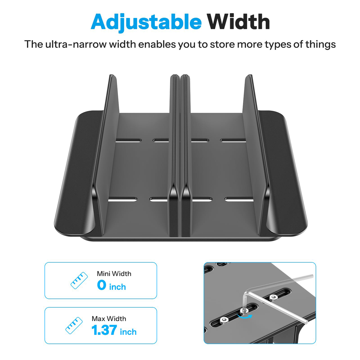 3-Slot Multiple Vertical Laptop Stand, Fits All MacBook, Black