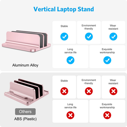 Dual Vertical Desk Laptop Stand Holder, Fits MacBook Air, Rose Gold