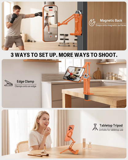 TP02 360°Rotating Adjustable Aluminum for MagSafe Tripod, Orange