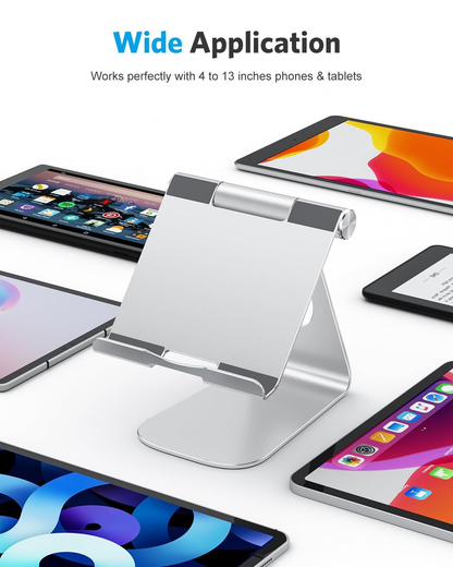 T1 Adjustable Tablet Stand for Desk, Aluminum Holder for iPad Silver