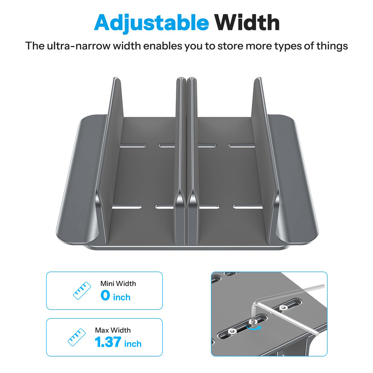 3-Slot Multiple Vertical Laptop Stand, Fits All MacBook, Grey
