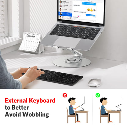 Adjustable Laptop Stand for Desk 360° Rotating Base up to 17" Silver