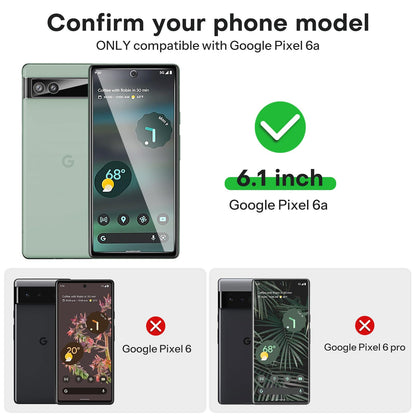 3+2 Pack Screen Protector for Google Pixel 6a (6.1 Inch 2022 Release), 3 Pack Tempered Glass Screen Protector & 2 Pack Camera Lens Protector, Bubble Free/Scratch Resistant