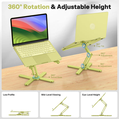 LA10 360° Rotating Laptop Stand Riser Foldable for Desk, Citron