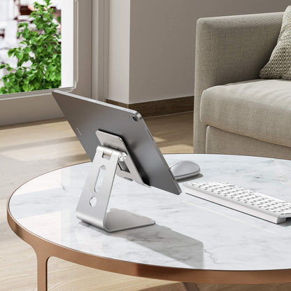 T2 Tablet Stand for Desk, Aluminum Holder for iPad Pro/Air, Silver