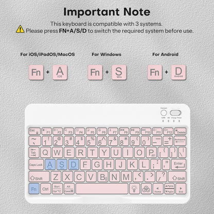 Large Print Bluetooth Keyboard for iPad & Tablets, Backlit, Pink