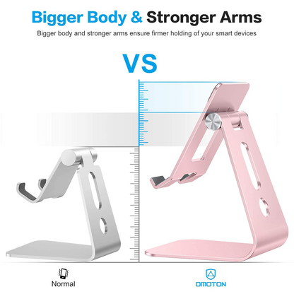 Adjustable Tablet Stand for Desk, Upgraded Longer Arms for Greater Stability, T2 Tablet Holder with Hollow Design for Bigger Sized Phones and Tablets Such as iPad Pro/Air/Mini, Rose Gold