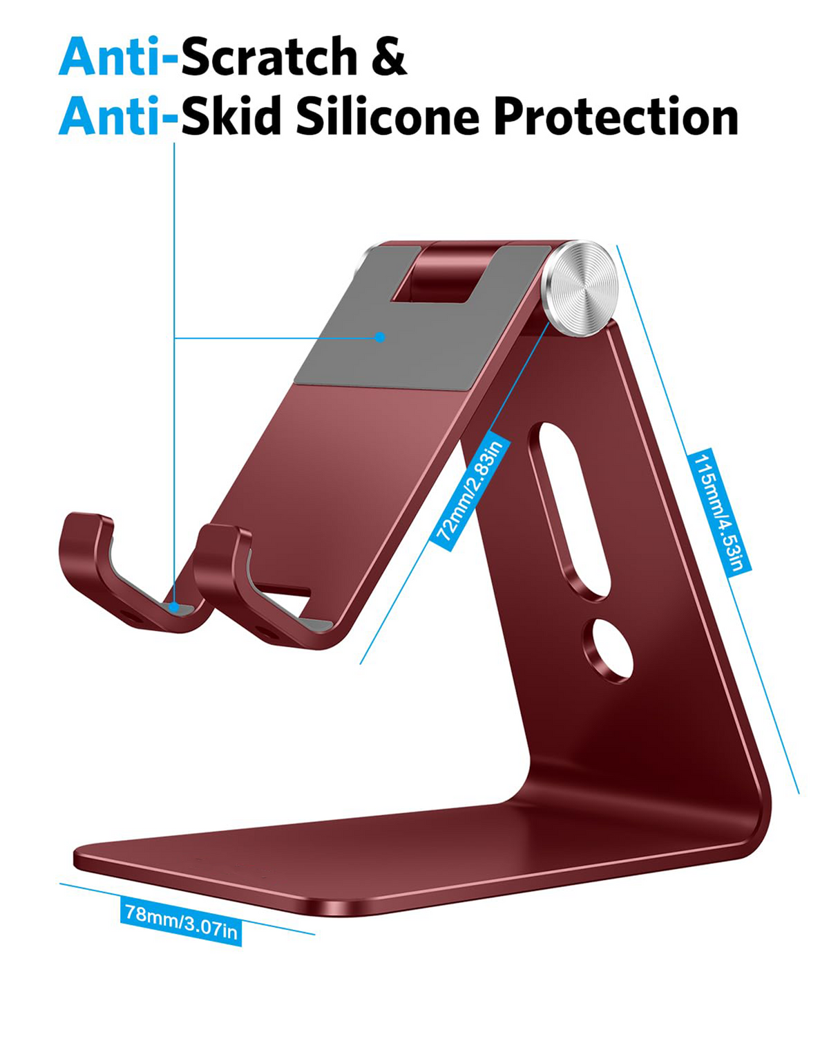 C2 Adjustable Cell Phone Stand with Charging Cutout, Cherry Red