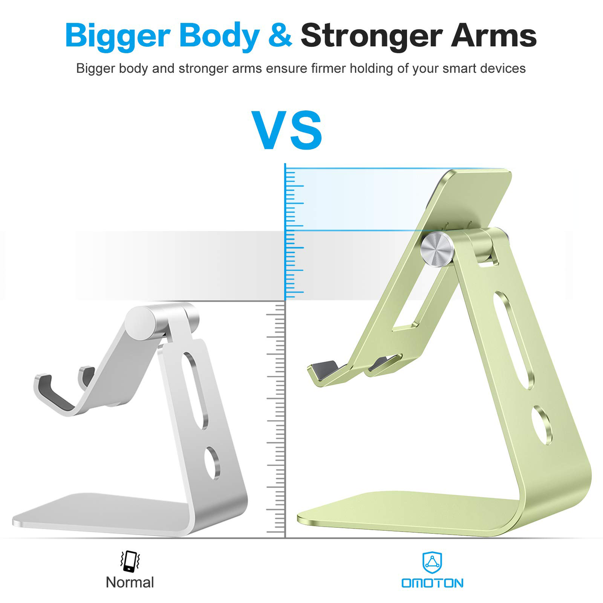 Adjustable Tablet Stand for Desk, Upgraded Longer Arms for Greater Stability, T2 Tablet Holder with Hollow Design for Bigger Sized Phones and Tablets Such as iPad Pro/Air/Mini, Green
