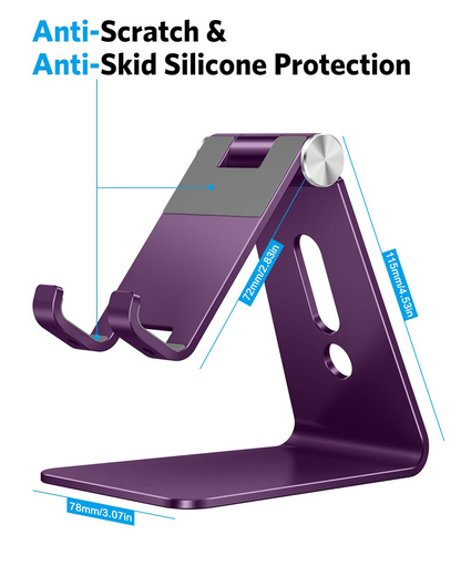 C2 Adjustable Cell Phone Stand with Charging Cutout, Deep Purple