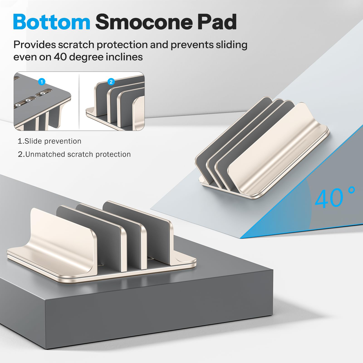 3-Slot Multiple Vertical Laptop Stand, Fits MacBook, Starlight