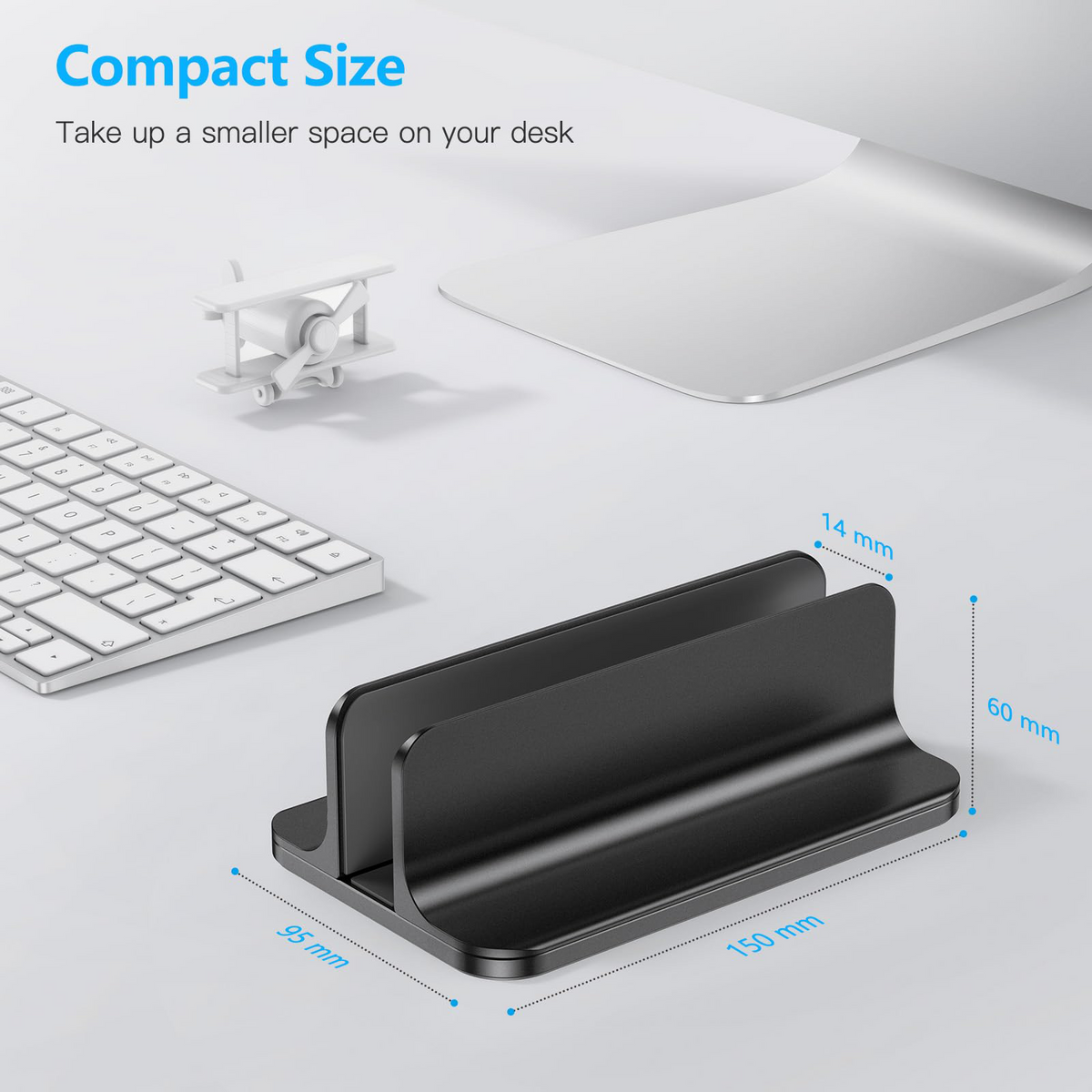 Vertical Laptop Stand, Adjustable Dock for MacBook, Black & Black