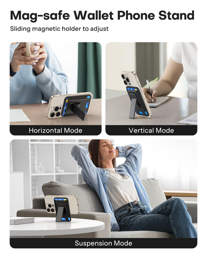 VC09 Magnetic Wallet for iPhone, Holds up to 5 Cards, Kickstand